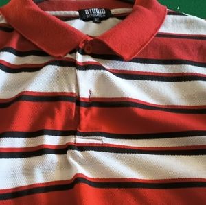 Men's Red Striped Polo Studio by Omega 3XL